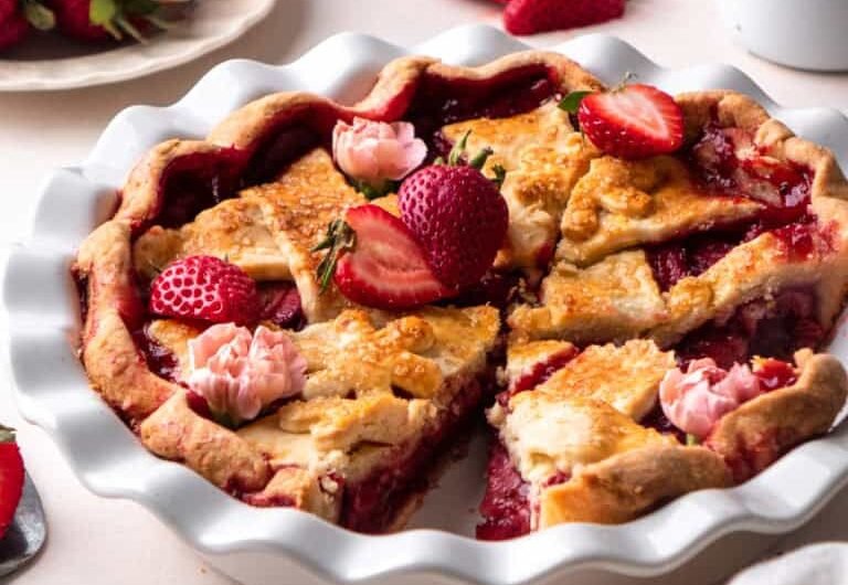 Strawberry Cardamom Rose Pie