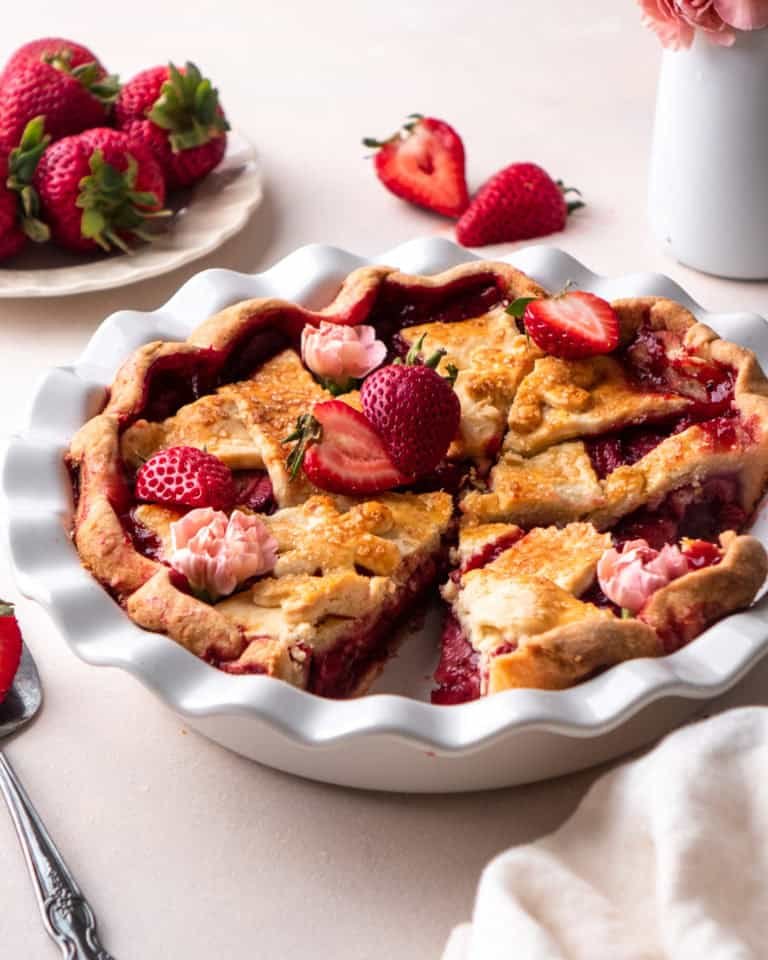 Strawberry Cardamom Rose Pie