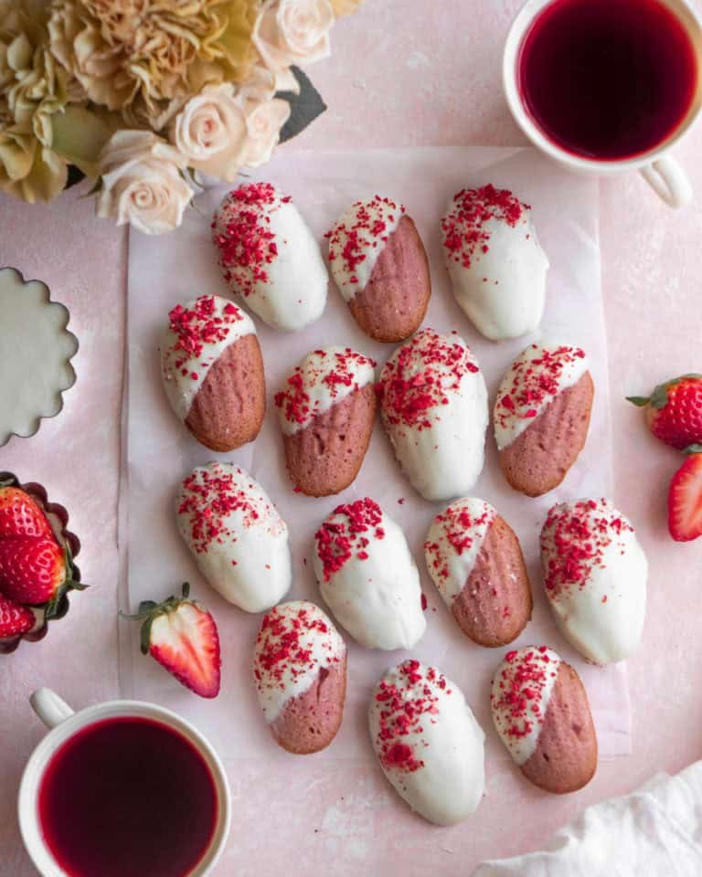 Strawberry White Chocolate Madeleines